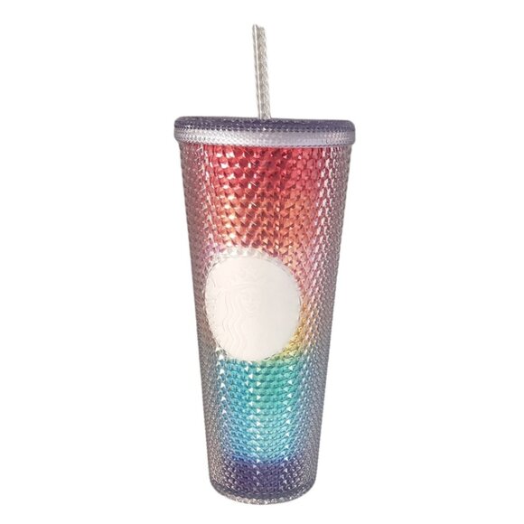 Starbucks Other - Starbucks Faceted Crystal Rainbow Tumbler 24oz Summer 2020 w/ Lid and Straw